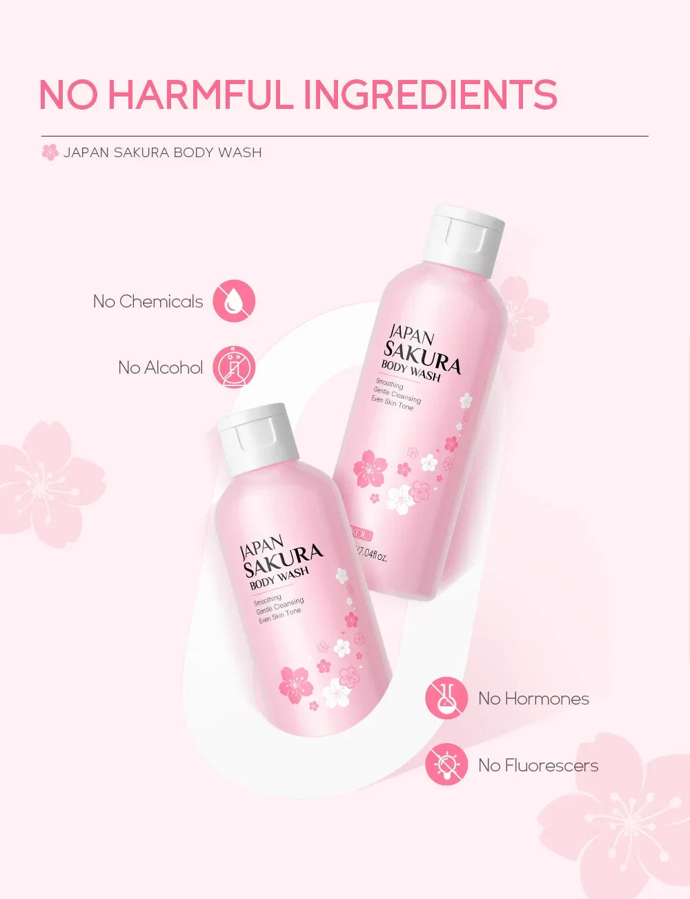LAIKOU Sakura Shower Gel Long Moisturizing Smooth Long Lasting Fragrance Gentle Foam Body Cleansing Bath Product 200ml luvshop24