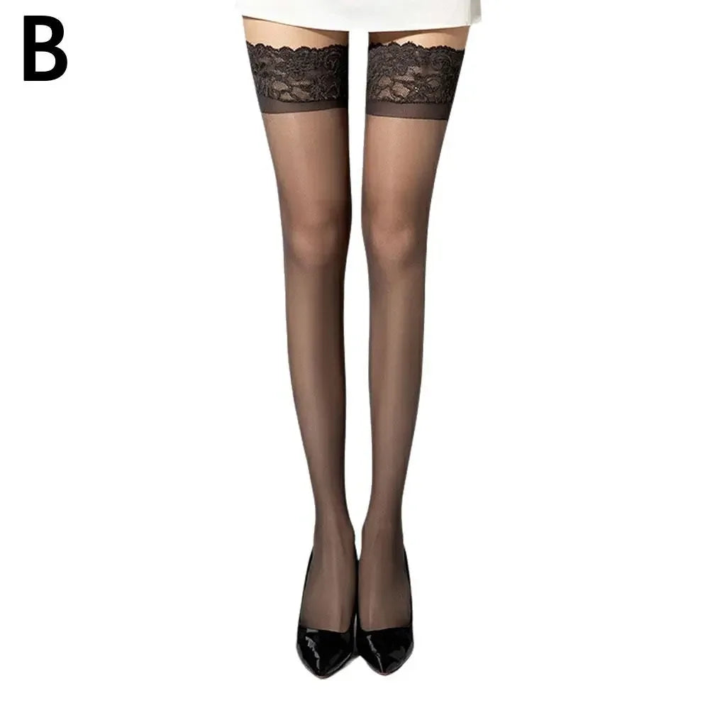 1Pair Summer Non Slip Lace Lace Silicone Stockings Ultra Thin Over The Knee Stockings Thigh Black Silk Tall Socks luvshop24