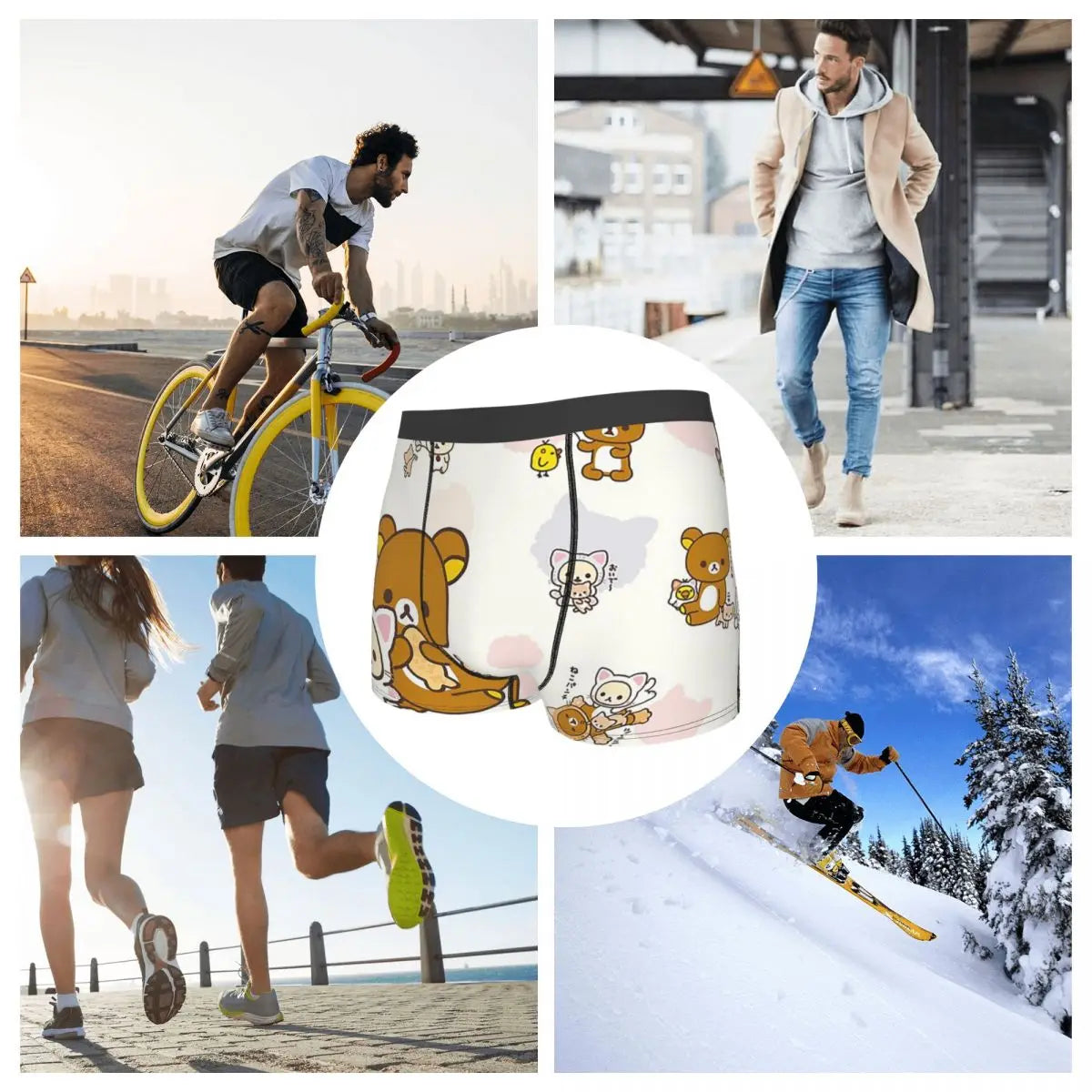 2025 New Summer Breathable Cute 3d Printed Cat Rilakkuma Bear Underwear Men'S Underwear Men'S Underwear Sexy Shorts Boxer Underw luvshop24