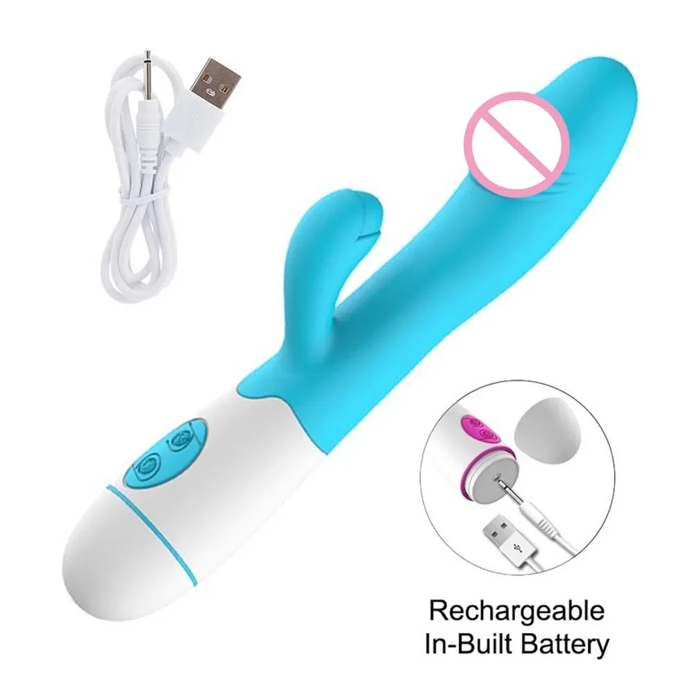 Rabbit Vibrator for Women Vagina G-Spot Nipple Clitoris Stimulator Thrusting Telescopic Rotating Dildo for Adult Sexy Toys luvshop24