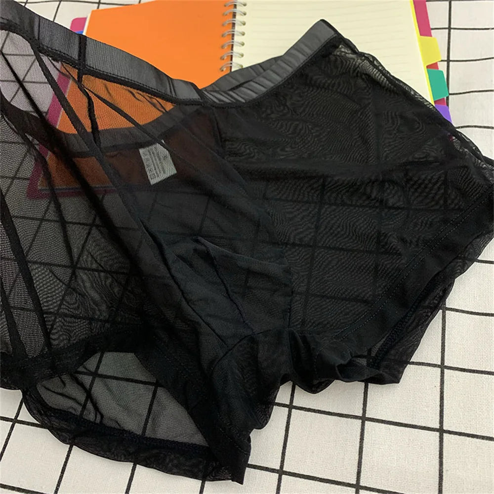 Transparent Boxers for Men See Through Male Underpants Sexy Low Waist Panties Lingerie Intimates luvshop24