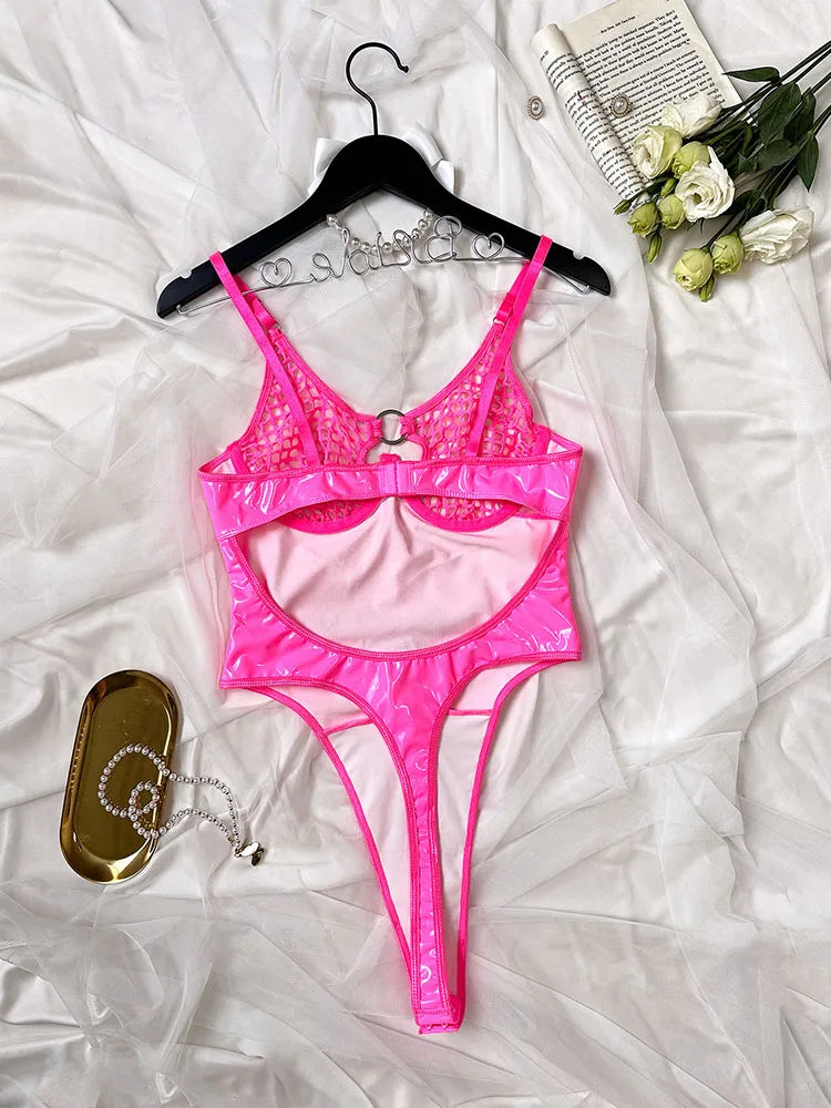 Metal Buckle Underwear Bodysuit Leather Motorcycle Sexy OnePiece Porn Bodycon Uncensored Women Lingerie Erotic Backless Jumpsuit luvshop24