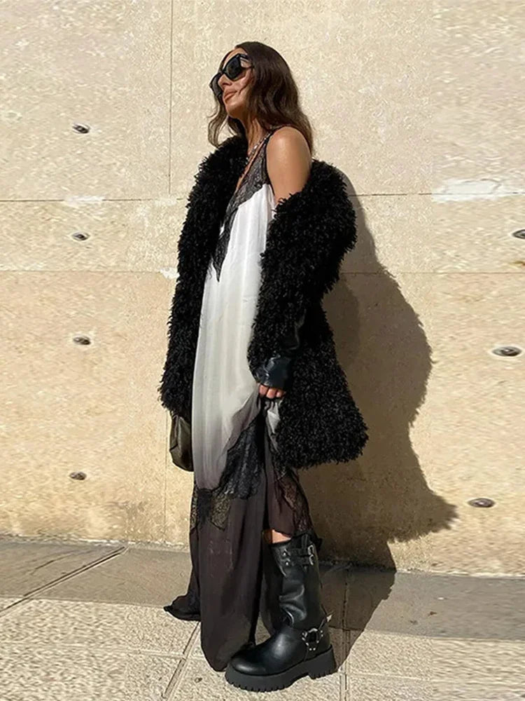 Lace Sling Long Dresses Women Sexy Sleeveless Split See Through Female Mesh Sheer Dress 2025 Summer New Lady Fashion Beach Robes luvshop24