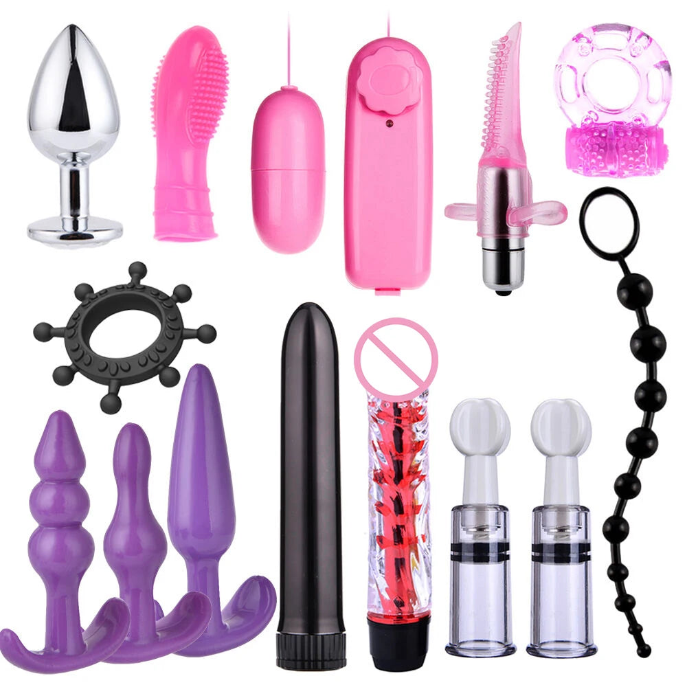 Bdsm SexLove Kits Female Handcuff Whip Mouth Gag Anal Bead Butt Plug Adult Game Props Bondage Restraint Kit Bullet Vibrator luvshop24