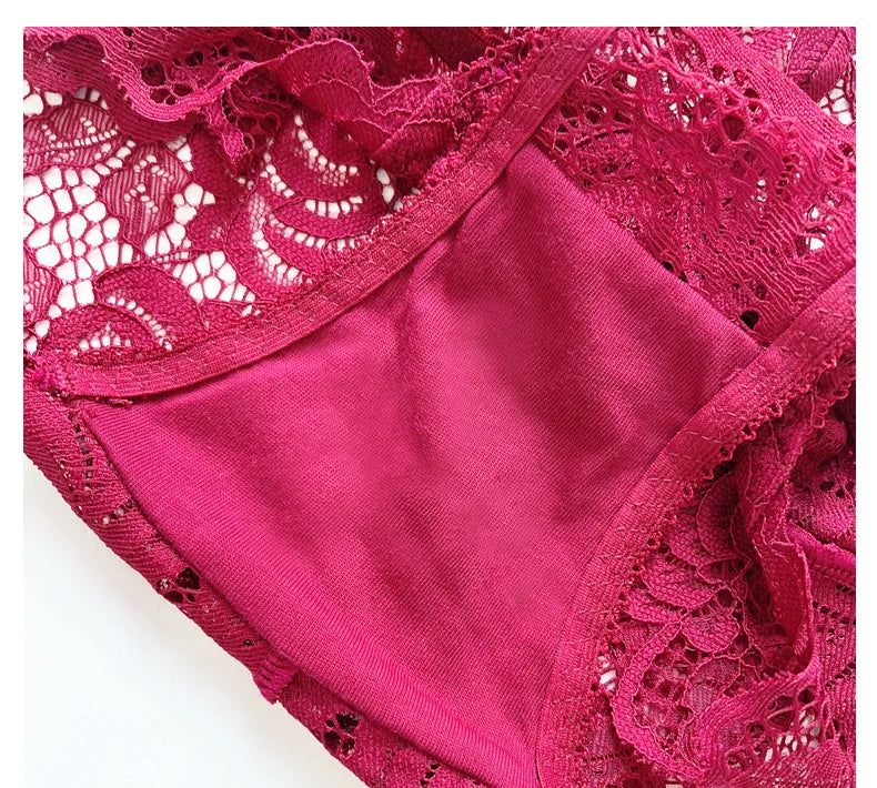 Sexy Lace Underwear Women Ultra-thin Transparent Lace Oversized Panties Female Underwear with Buttocks Low Waist Triangle Bottom luvshop24