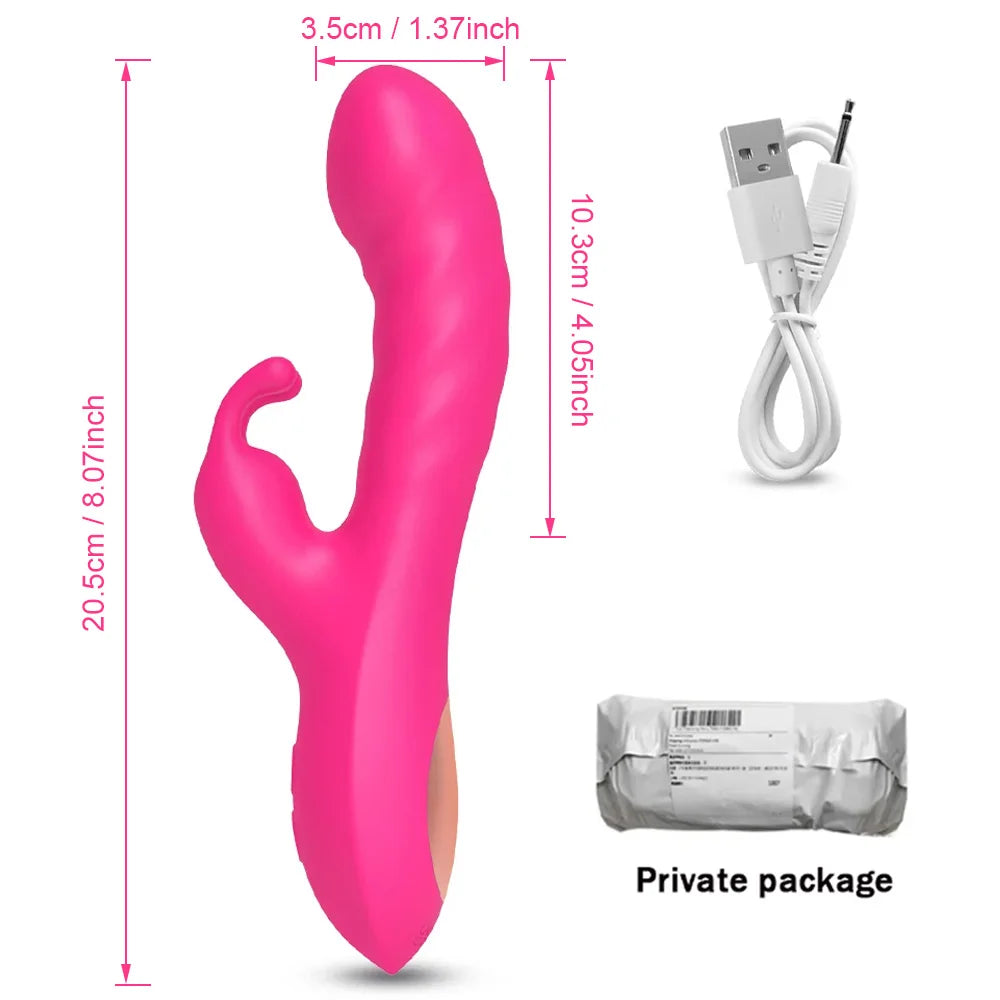 Rabbit Vibrator For Women Powerful G Spot Telescopic Rotating Clitoris Vagina Stimulator Female Masturbator For Adult Sexy Toys luvshop24