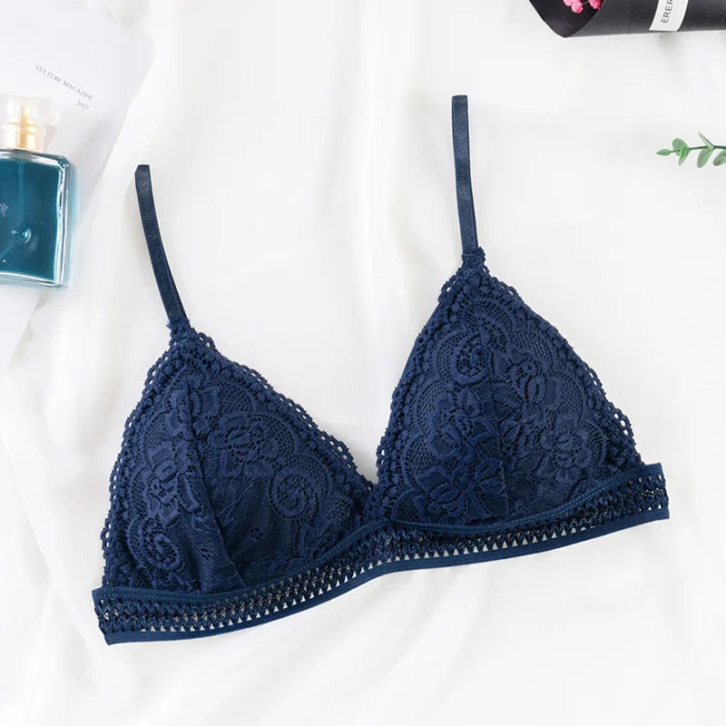 Lace Underwear Female Thin Section Bra Solid Color Embroidery Hollow Tube Top Black/RedWhite 3 Colors luvshop24