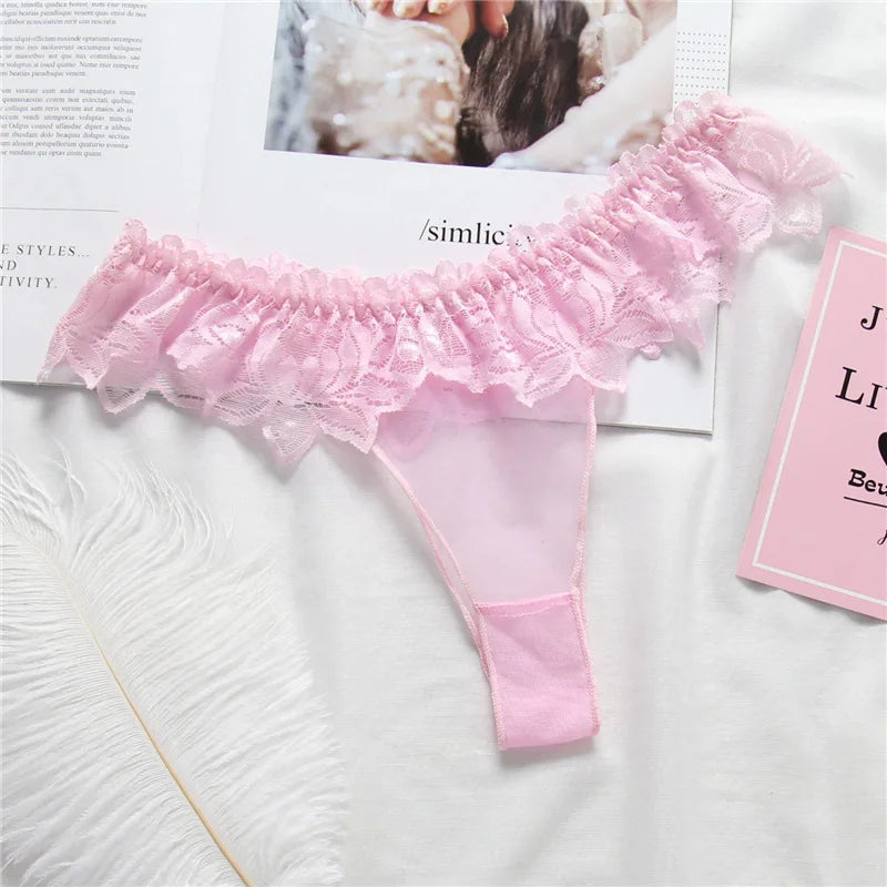 Lace Sexy Thongs Transparent Women's Underwear Cotton Crotch Hollow Out Traceless Panties Seamless Low Waist Seamless Briefs luvshop24