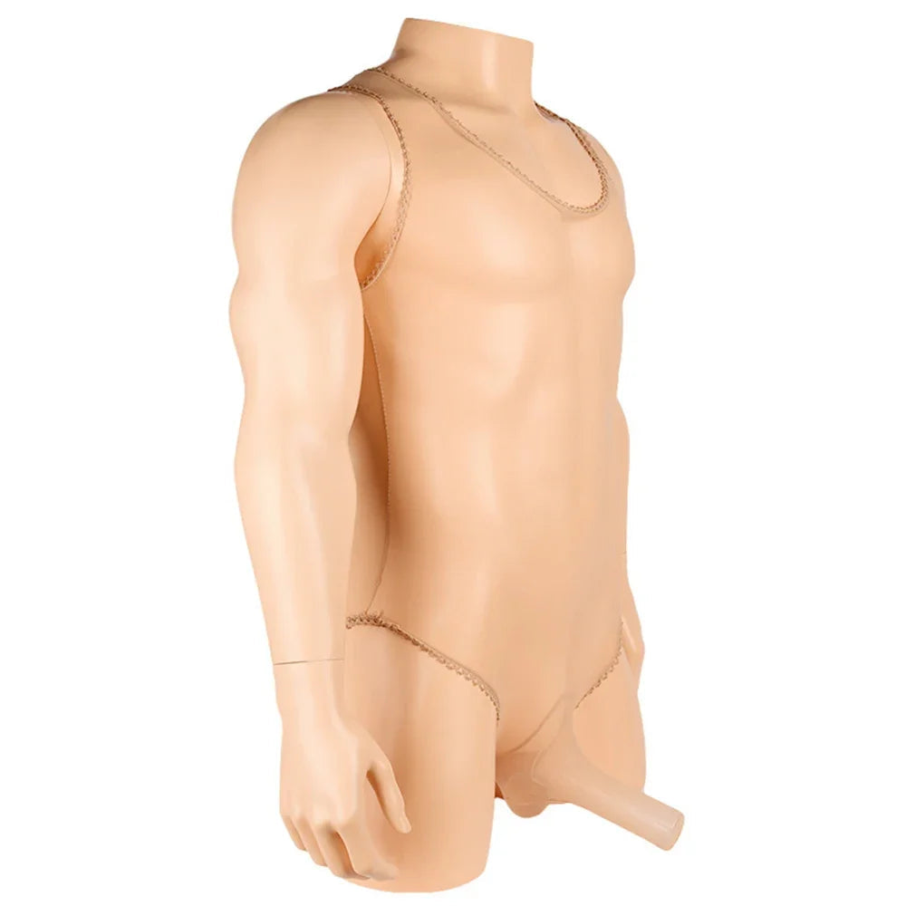 Men's Sexy Sheer Stocking Bodysuit Sissy Leotard Penis Sheath Cover Bodystocking Gay Erotic Underwear Lingerie for Adult Toys luvshop24