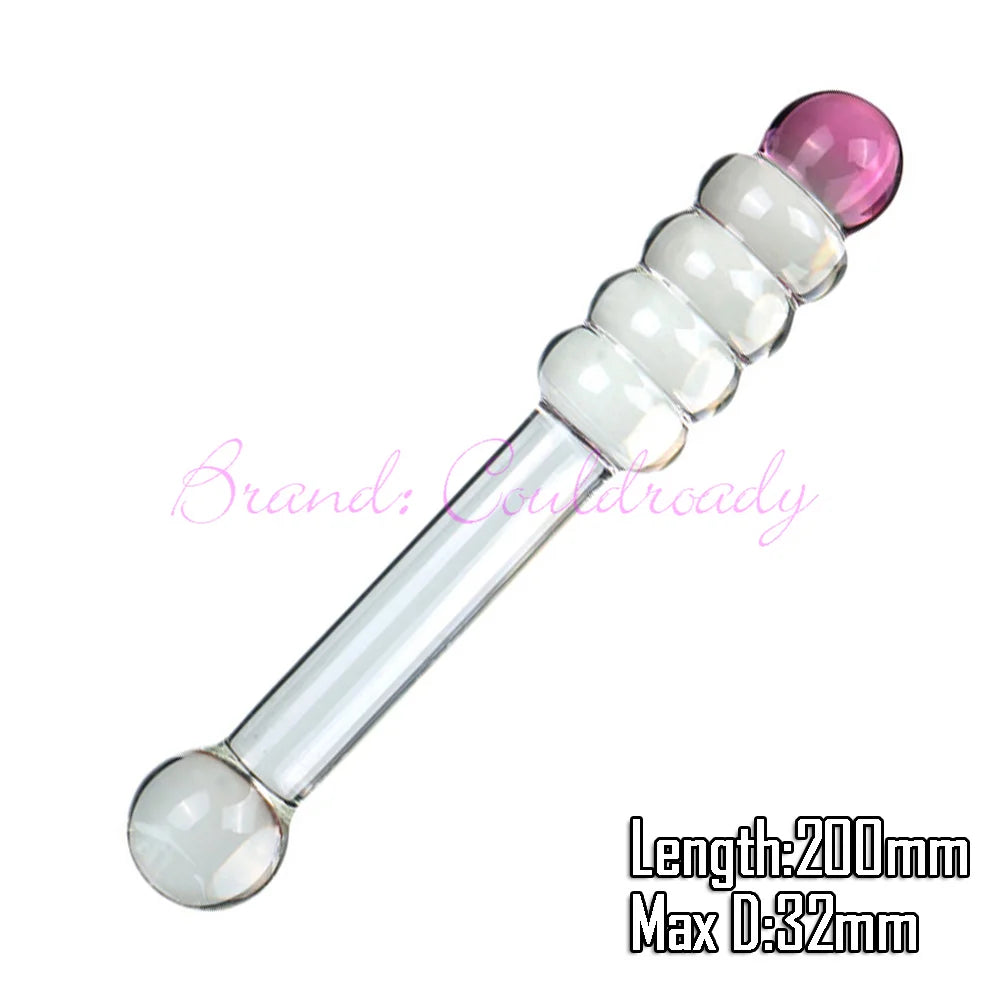 Pyrex Glass Dildo 195x33mm Fake Penis Crystal Anal Beads Butt Plug Prostate Massager G Spot Female Masturbation Toys luvshop24