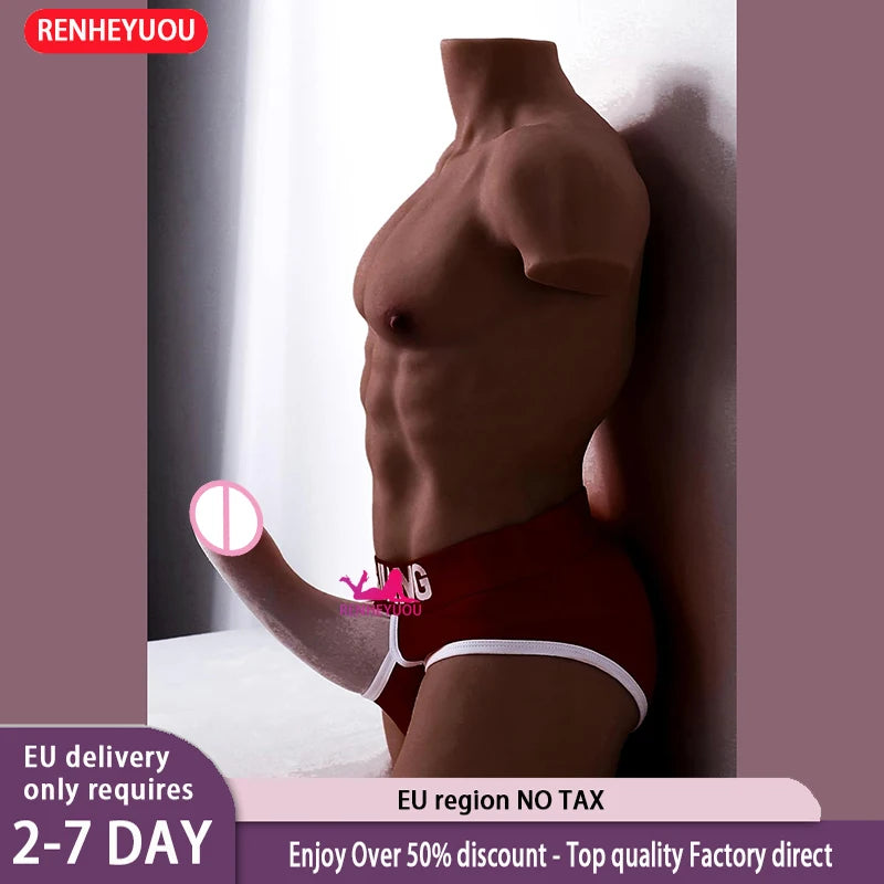 RENHEYUOU Sex Doll Torso with Realistic Huge Testicles Penis Anal Adult Sex Toy Transsexual TPE Sex Doll Gay Masturbation toys luvshop24