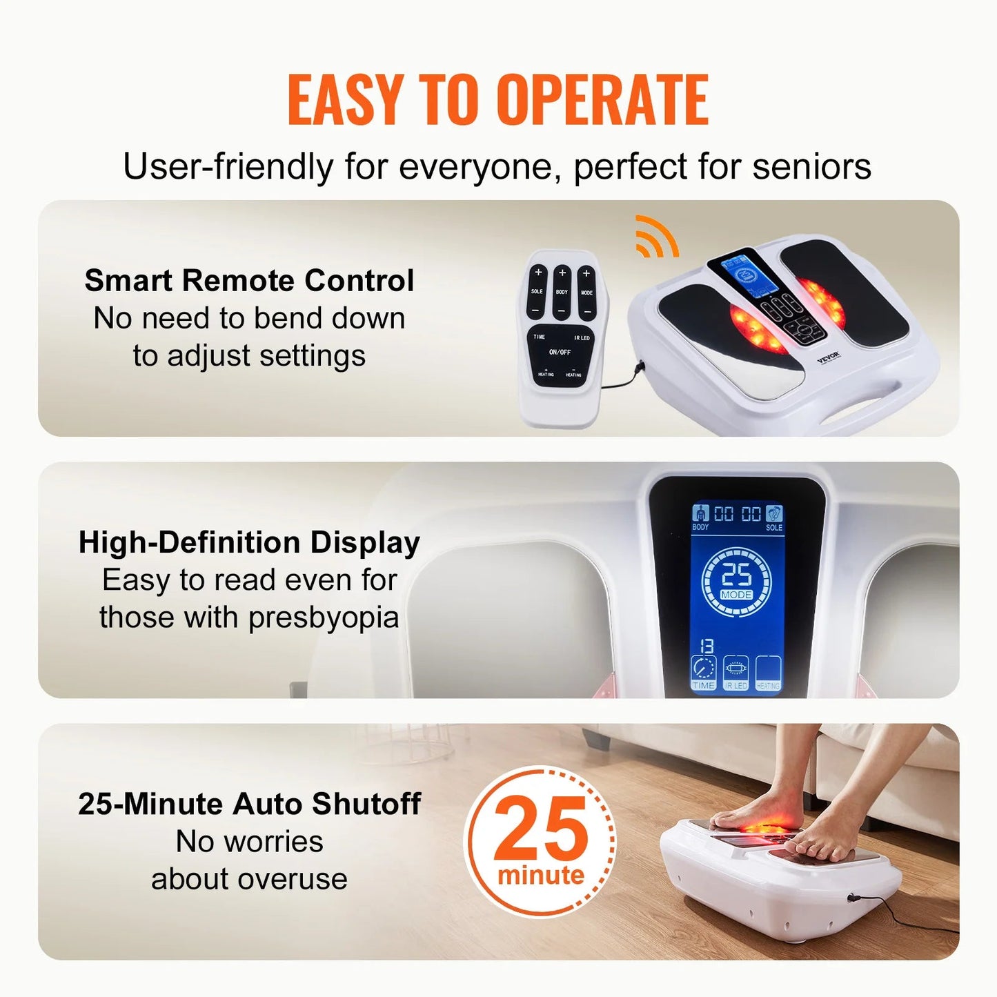 VEVOR Foot Circulation Stimulator with Heat EMS & TENS Foot Massager Electric Foot Stimulator for Pain Relief Muscles Vibrator luvshop24