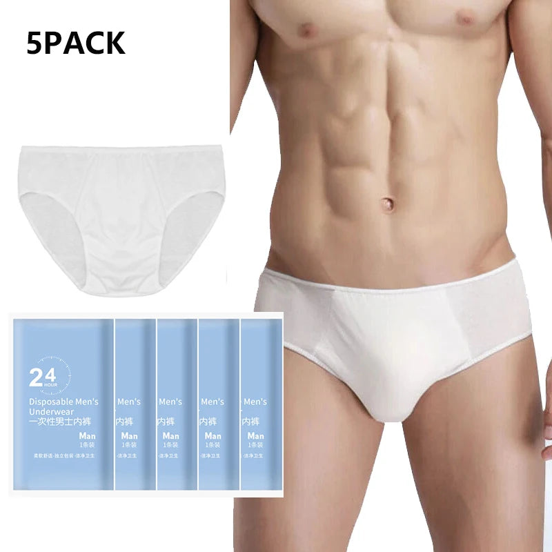 5Pack Men's disposable Underwear L-4XL White Cotton Panties Sexy Man Breathable Briefs Shorts Male Comfortable Underpants luvshop24