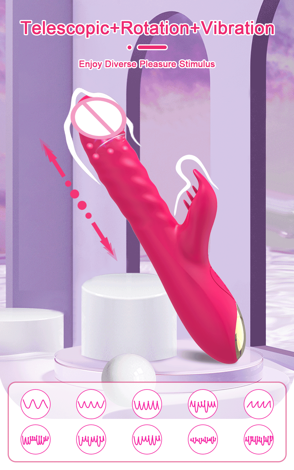 Rabbit Vibrator For Women Powerful G Spot Telescopic Rotating Clitoris Vagina Stimulator Female Masturbator For Adult Sexy Toys luvshop24