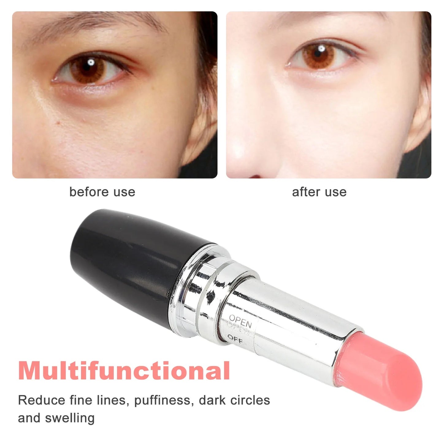 Lipstick Massager Portable Black Lipstick Shape Vibration Face Massage Wand for Facial Eye Portable Lipstick Massager luvshop24
