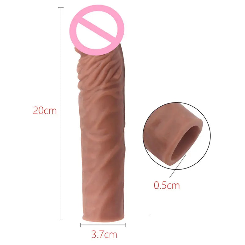 Silicone Cock Ring Soft Realistic Penis Sleeve Extender Condom Penis Ring Delayed Ejaculation Dick Cover Case Cock Header luvshop24