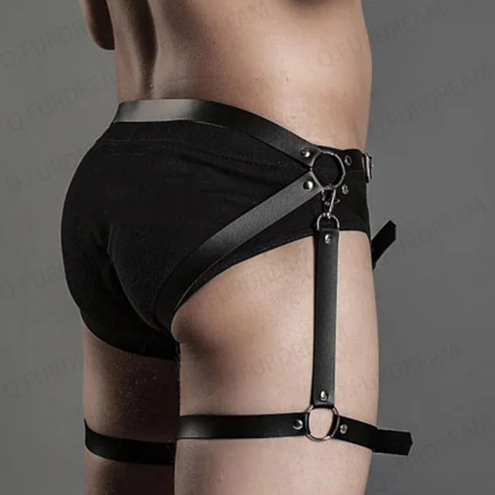 Men's Leather Leg Belt Male Harness Belts Gay Body Bondage Sex Rave Party Lingerie Punk Fashion Men's Leather Decorative Belt luvshop24