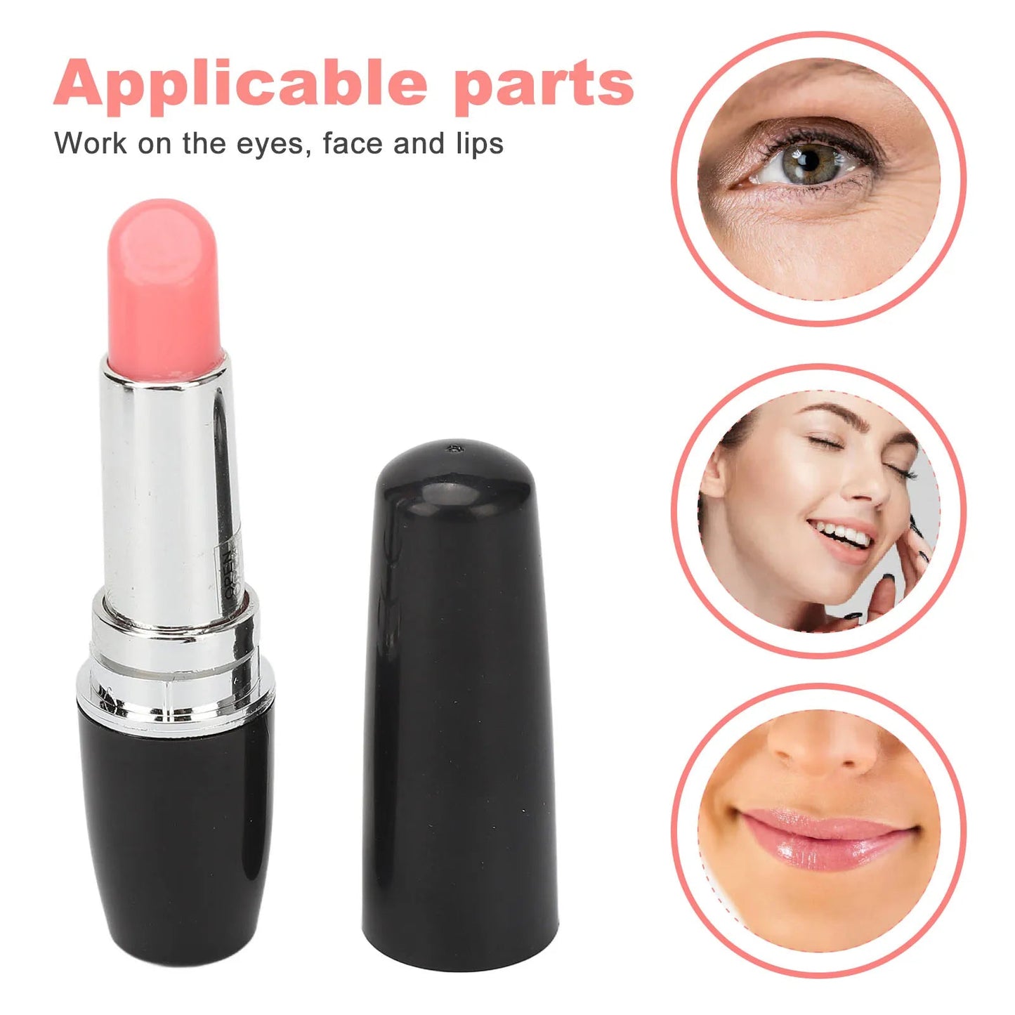 Lipstick Massager Portable Black Lipstick Shape Vibration Face Massage Wand for Facial Eye Portable Lipstick Massager luvshop24