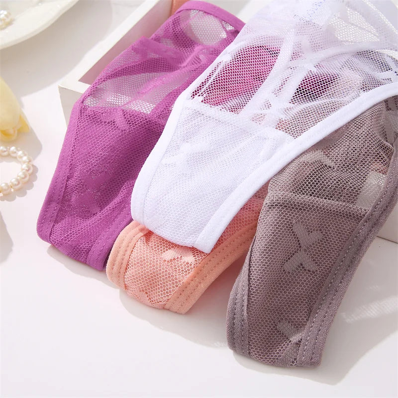 4Pcs Lace Bikini Panties Women Sexy Thongs Lace G-string Underpants S-XL Ladies Comfortable T-Back Underwear Sexy Lingerie 2022 luvshop24