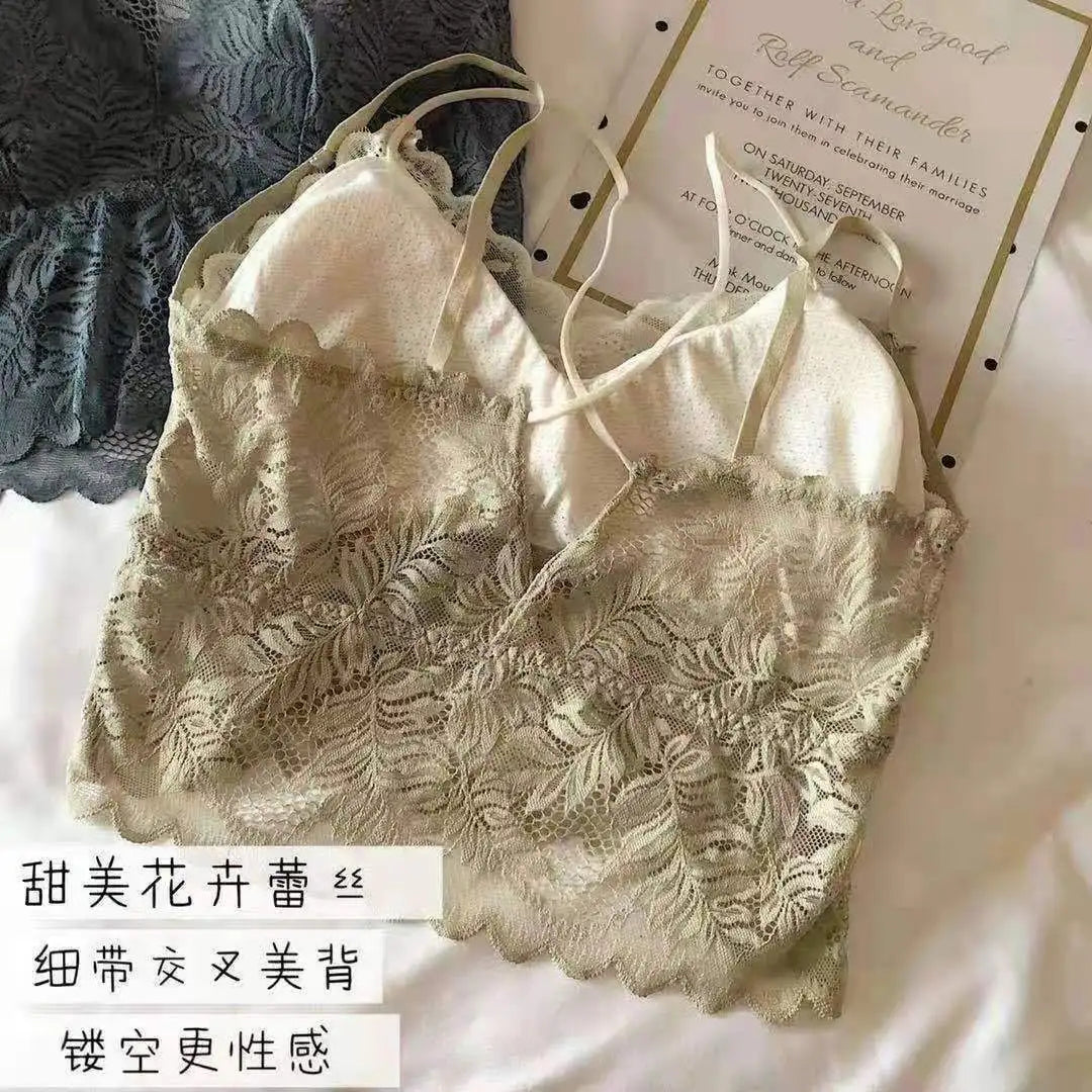 Lace Bra Women Tops Floral Lace Tanks Top Sexy Lingerie Bralette Wirefree Underwear Adjust Strap Removable Pads Camisoles luvshop24
