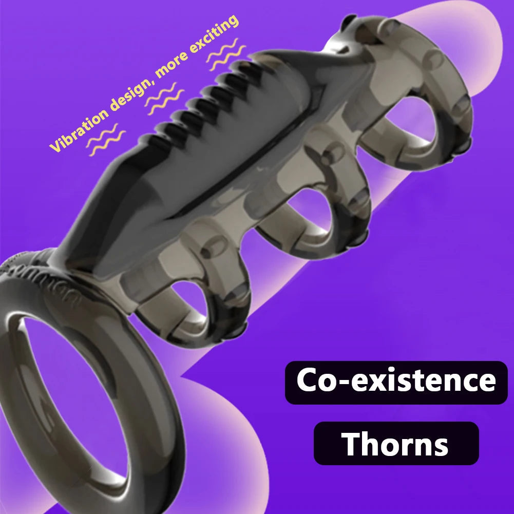 G Spot Stimulator Bullet Vibrator Cock Sleeve Penis Vibrating Ring Ejaculation Delay Strap on Dildo Enlargement Extender adult luvshop24