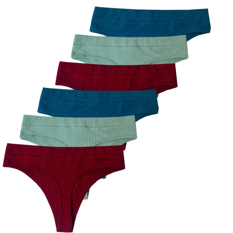 3pcs Cotton Women's Thong Panties Breathable Low Waist Seamless Underwear Sexy Female Lady Comfortable Solid Color G-String luvshop24