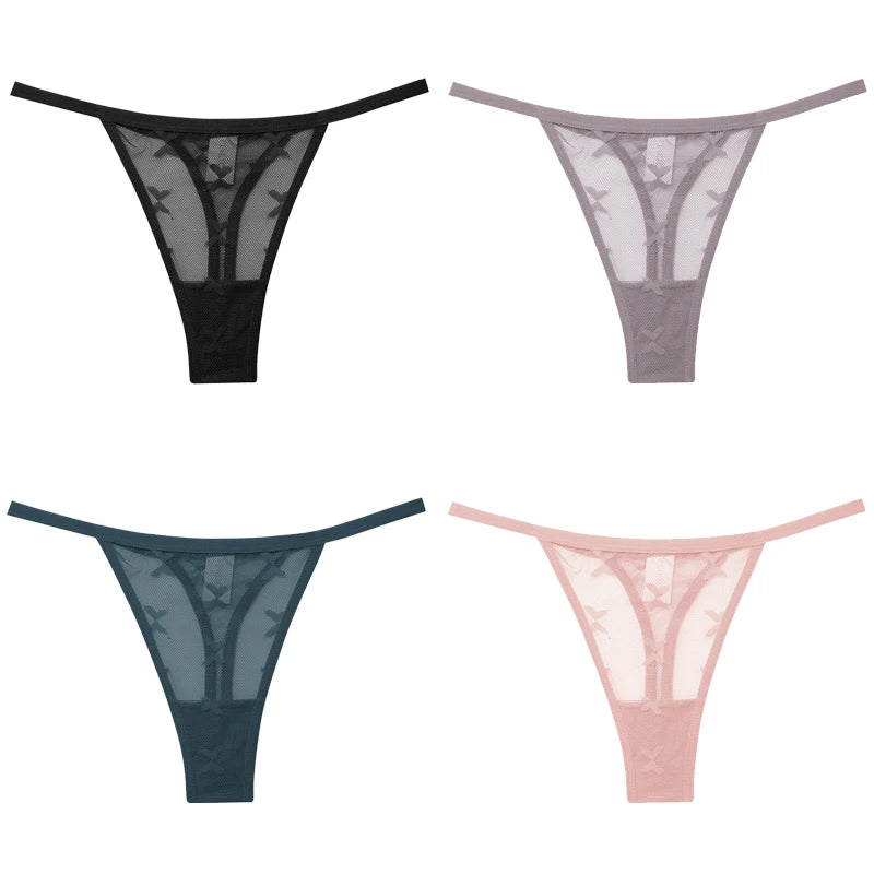 4Pcs Lace Bikini Panties Women Sexy Thongs Lace G-string Underpants S-XL Ladies Comfortable T-Back Underwear Sexy Lingerie 2022 luvshop24