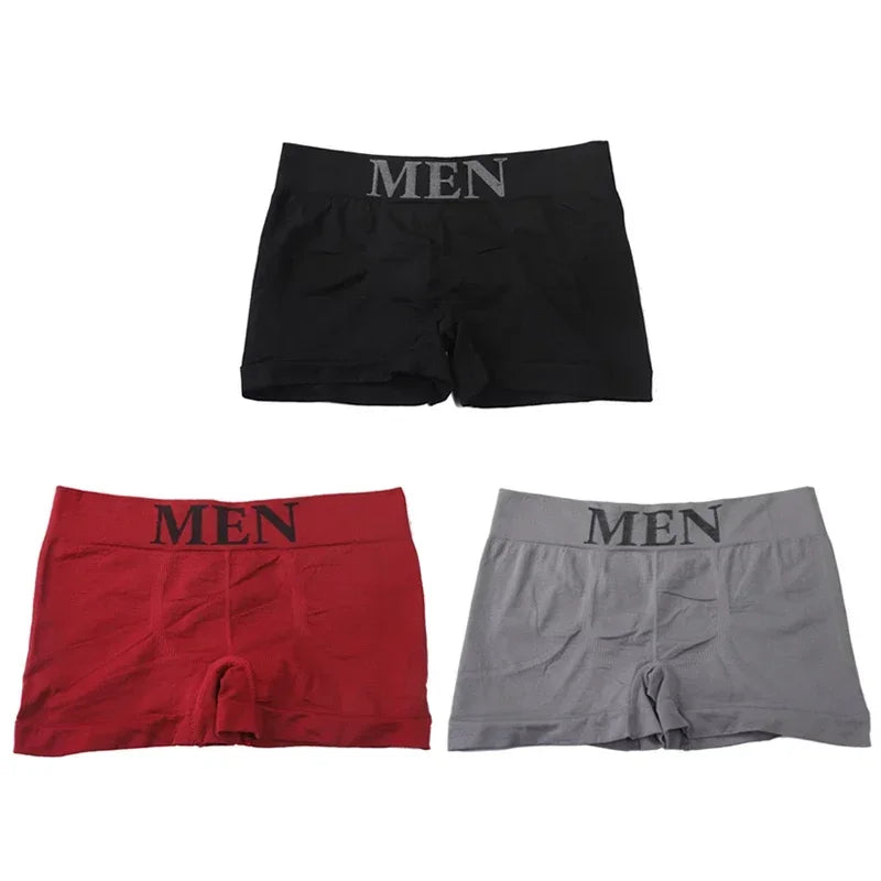 3 Pcs Men's Panties Underwear Boxers Breathable Man Boxer Solid Underpants Comfortable Male Brand Shorts Black Blue Underwear luvshop24