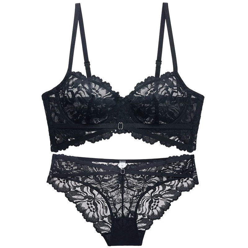 Logirlve Sexy Tоy For Women Bra Set Lingerie Push Up Brassiere Lace Embroidery Underwear Set Ultra-thin Cup Female Lingerie luvshop24
