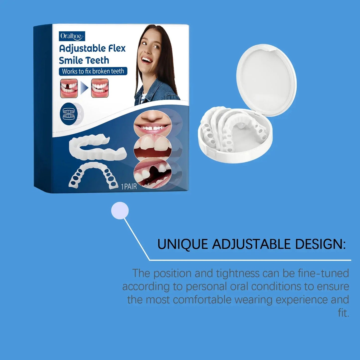 Oralhoe Adjustable buckle-type dentures: simulated braces, teeth-beautifying dentures, temporary tooth filling, orthodontic care luvshop24