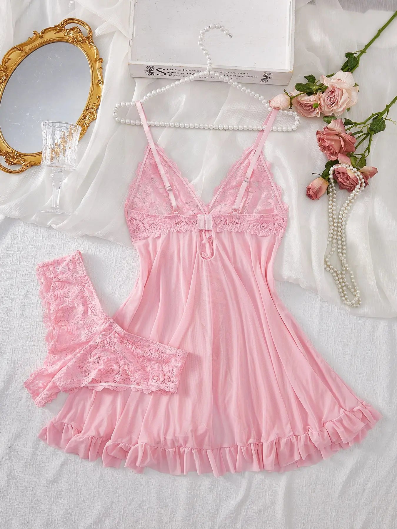 Women's Underwear Sexy Lingerie Set Erotic Bra Nightdress Sexy Lace Sleepwear Solid Slim Soft Dresses Erotic Sleepwear & Dresses luvshop24