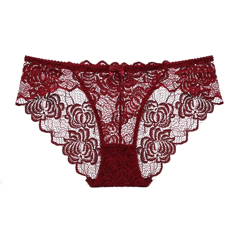 Sexy Lace Underwear Women Ultra-thin Transparent Lace Oversized Panties Female Underwear with Buttocks Low Waist Triangle Bottom luvshop24
