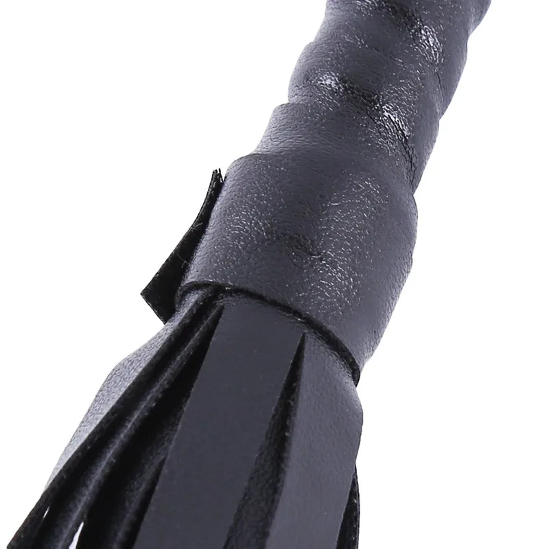 High Quality Pu Leather Pimp Whip Racing Riding Crop Party Flogger Hand Cuffs Queen Black Horse Riding Whip Sports Horsewhip luvshop24