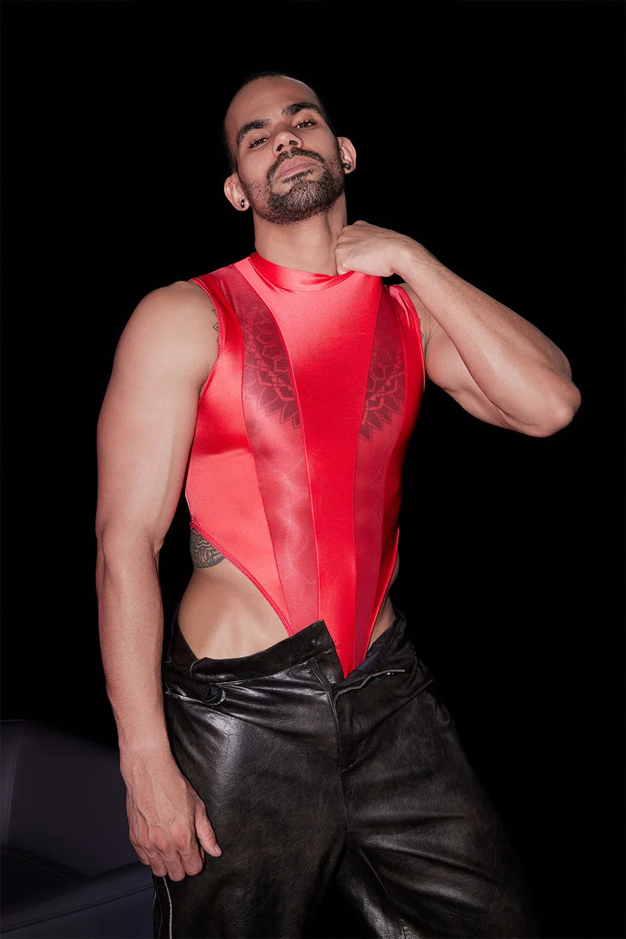 Hot Sexy Men's Bodysuits Mesh Patchwork Shiny Transparen Short Sleeve Male Rompers High Cut Leotard Gay Open Crotch Jumpsuits luvshop24