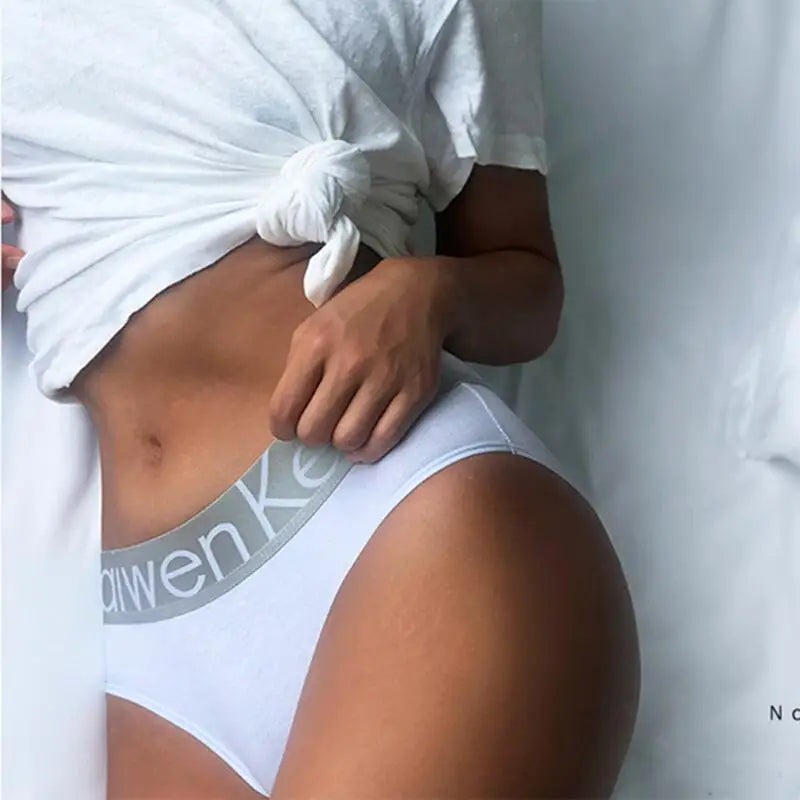 Ladies Breathable Cotton Knickers Elastic Silver Edged Belt Women's Underpants Sexy Wrap Buttocks Panties Seamless Girls Briefs luvshop24