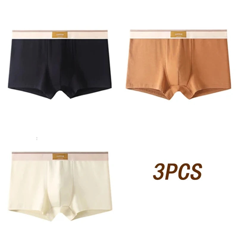 3pcs Men Underwear Cotton BoxerShorts Hombre Panties Man Breathable Underpants Sexy Sports Comfort Male Boxers Size L-4XL luvshop24