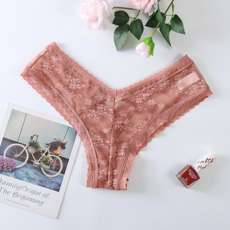 New Panties Women Lace Underwear Sexy Low Rise Briefs Hollow Out G String Underpant Solid Comfortable Female Temptation Lingerie luvshop24