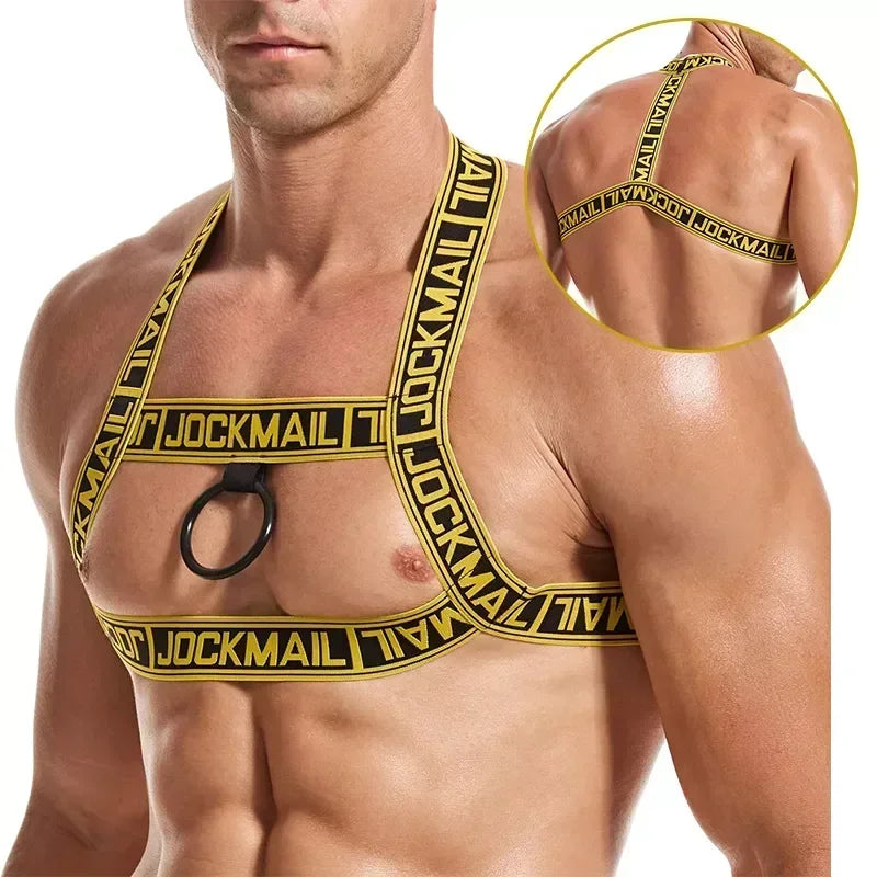 Jockmail Leather Sex Underwear Adults Erotic Lingerie Elastic Suit Sissy Bra Bondage Harness Tank Top Men for Sexy Gay Boys luvshop24