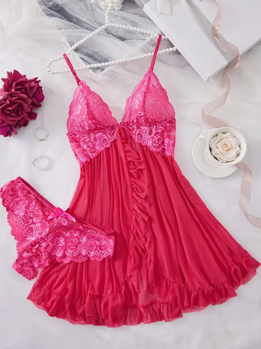 Women's Underwear Sexy Lingerie Set Erotic Bra Nightdress Sexy Lace Sleepwear Solid Slim Soft Dresses Erotic Sleepwear & Dresses luvshop24