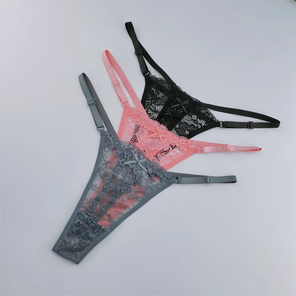 3Pcs/Set New Lace G-string Women's Sexy Underwear Low Waist Breathable Briefs Ladies Intimates Soft Thong Lingerie Fast Shipping luvshop24