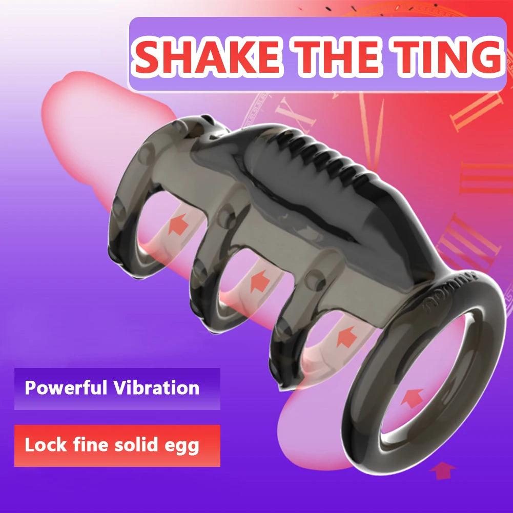 G Spot Stimulator Bullet Vibrator Cock Sleeve Penis Vibrating Ring Ejaculation Delay Strap on Dildo Enlargement Extender adult luvshop24