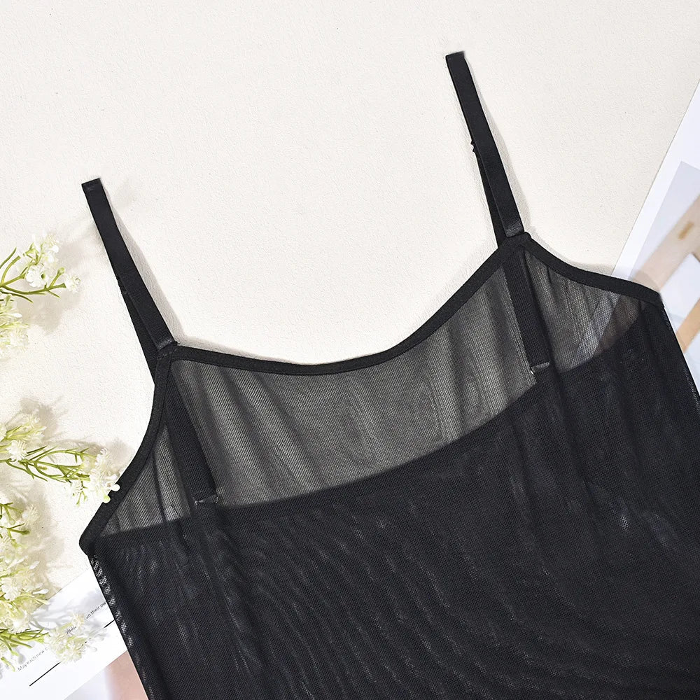 Ellolace Lace Bodysuit Sheer Mesh One Piece Bright Body Women Solid Sexy Top Crotchless Sissy Naked Tight Fitting Teddy Lingerie luvshop24