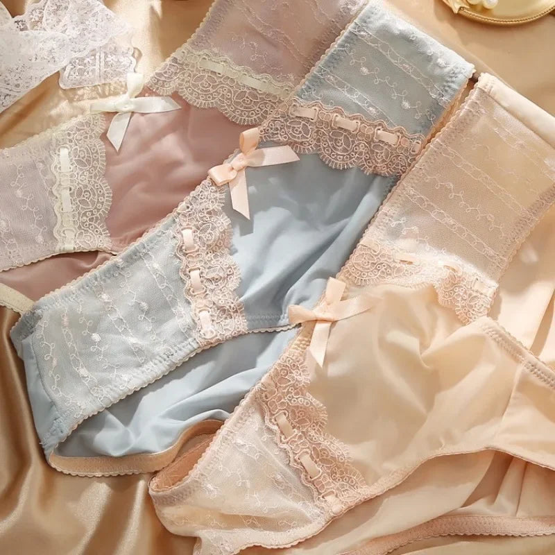 Lace Briefs Sexy Panties for Women Ice Silk Panties Large Underwear Sexy Wrap Buttocks Briefs Embroidery Lace Panties luvshop24
