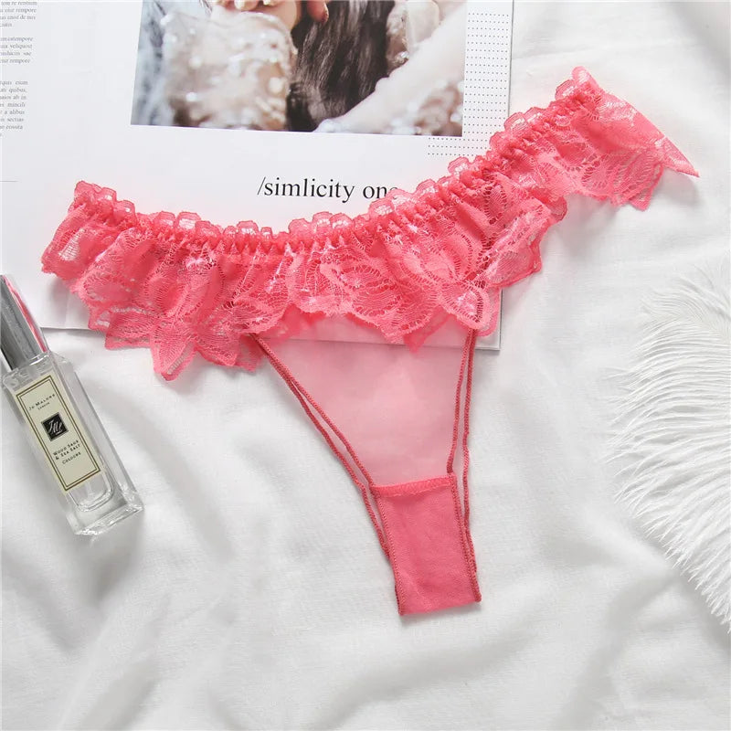 Lace Sexy Thongs Transparent Women's Underwear Cotton Crotch Hollow Out Traceless Panties Seamless Low Waist Seamless Briefs luvshop24