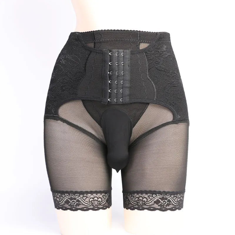 Sissy Pouch Panties Men's Tummy Control Shapewear Underwear High Waist Body Shaper Slimmming Girdle Waist Trainer Lace Briefs luvshop24