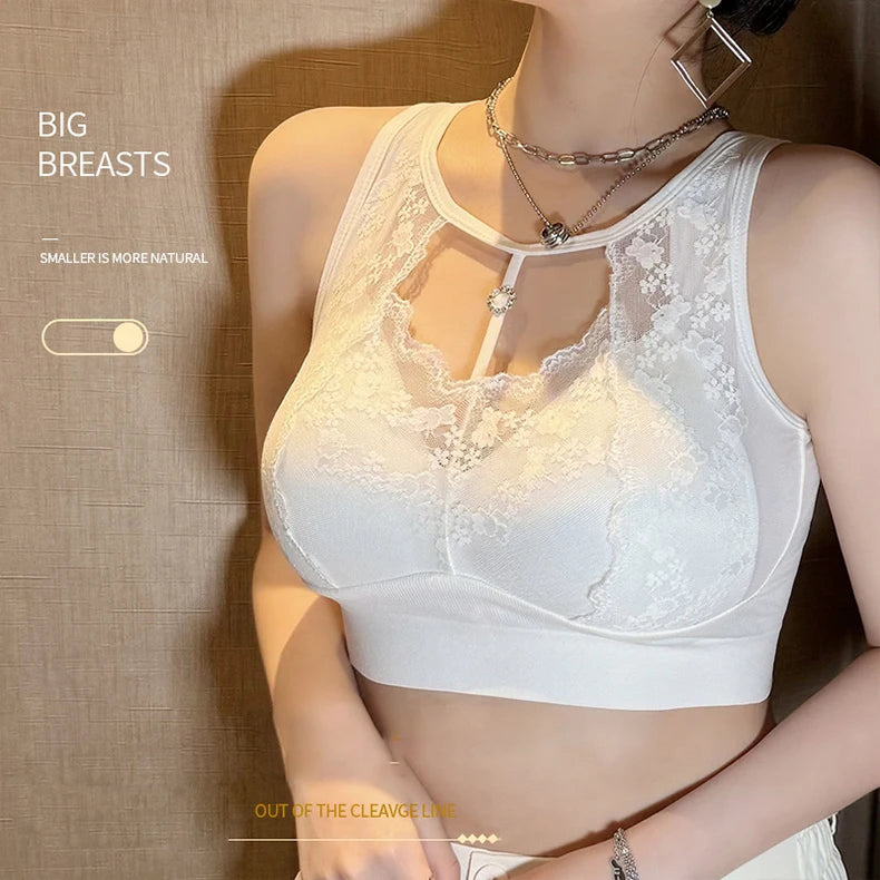 1pcs Lace Sexy Bra No Steel Ring Comfortable Full Cup Large Size Bra Vest Bra One Gather Anti Sagging Underwear luvshop24