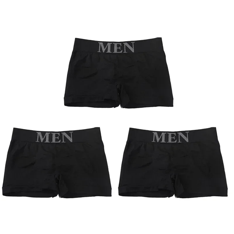 3 Pcs Men's Panties Underwear Boxers Breathable Man Boxer Solid Underpants Comfortable Male Brand Shorts Black Blue Underwear luvshop24