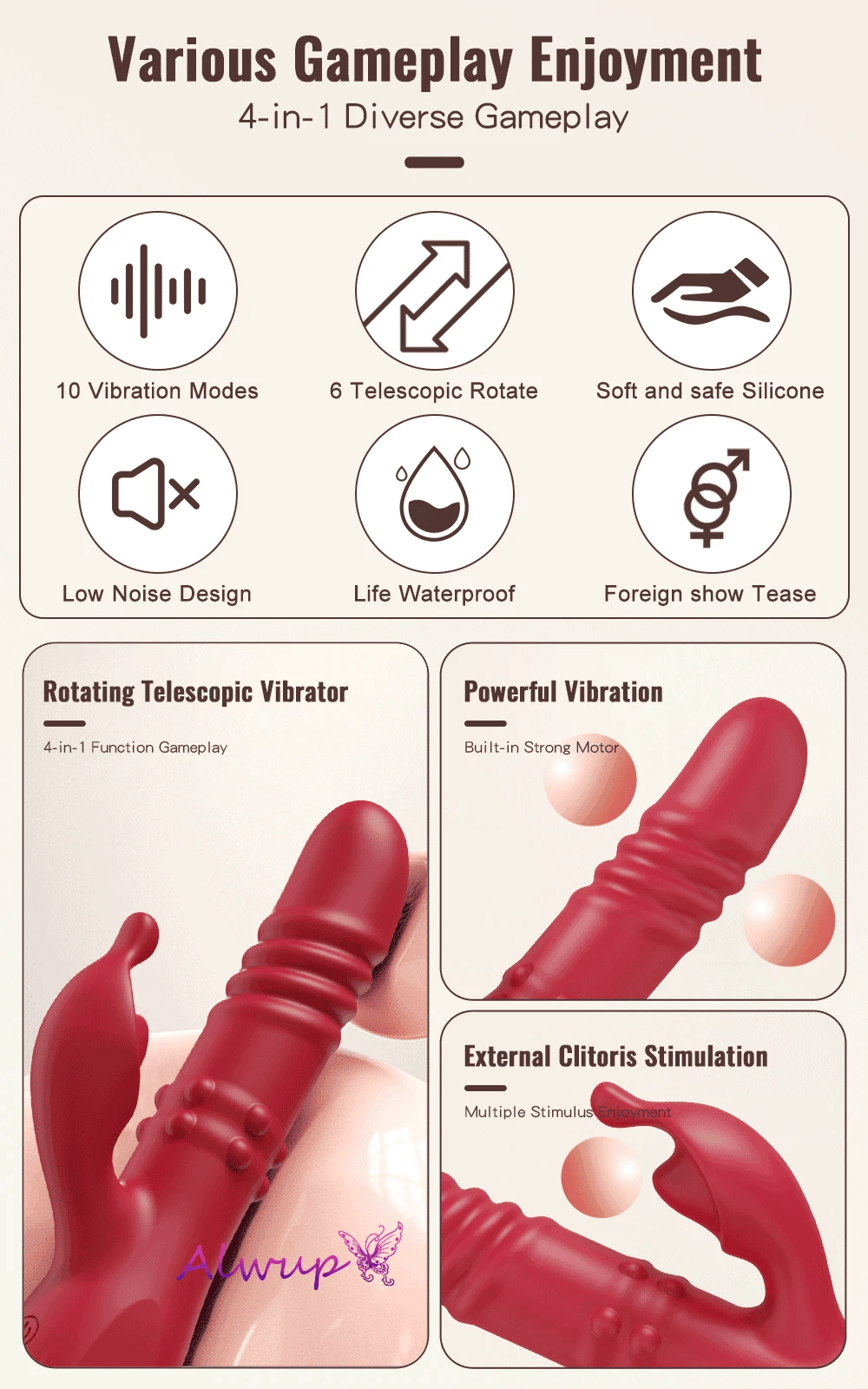 Rabbit Vibrator For Women Powerful G Spot Telescopic Rotating Clitoris Vagina Stimulator Female Masturbator For Adult Sexy Toys luvshop24
