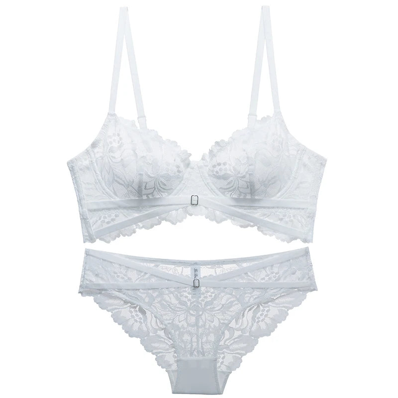 Logirlve Sexy Tоy For Women Bra Set Lingerie Push Up Brassiere Lace Embroidery Underwear Set Ultra-thin Cup Female Lingerie luvshop24