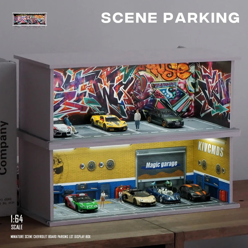 1/64 Garage scene Model Scene with Light Version Simulation Model Scene Decoration Collect (Excluding dolls and car models) luvshop24